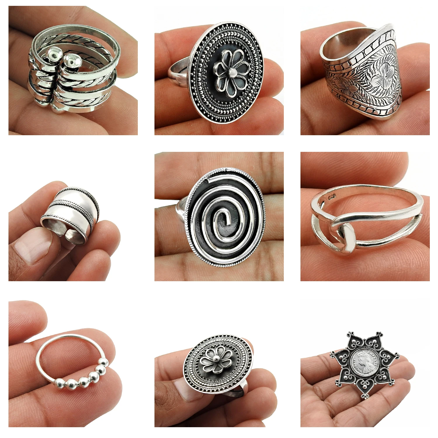 Pretty Wedding Engagement Ring For Her 925 Sterling Silver Round Shape Hammered Ring Handmade Jewelry Wholesale Factory Price