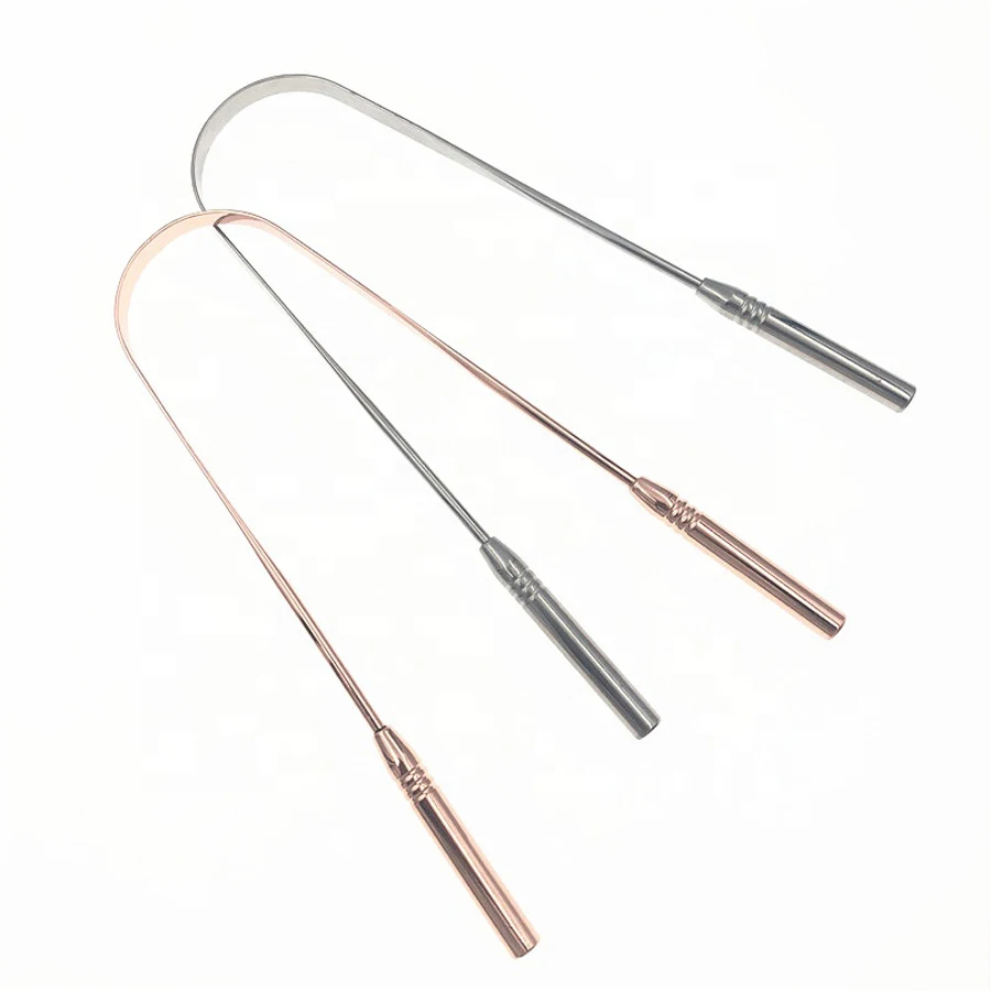 Breath Treatment Stainless Steel Metal Copper U Shaped Tongue Scraper with Packing Box for Travel