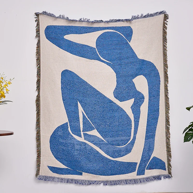 Hotsale High Quality Customizable Wool Picnic Blanket Multifunctional Christmas Tapestry Woven Tassel Wearable Bed Travel Animal