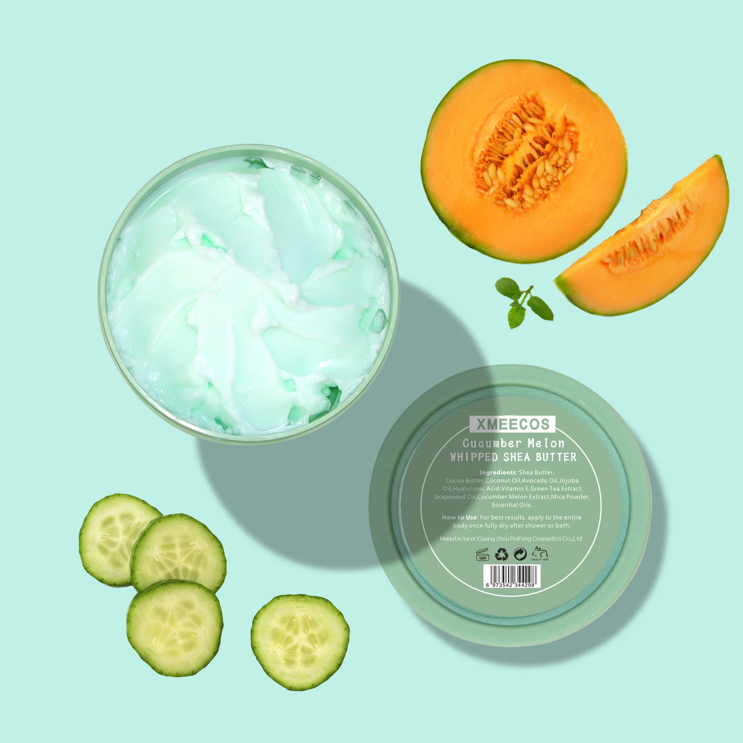 Private Label Organic Mango Avocado Cucumber Moisturizing Body Lotion Natural Whipped Shea Body Butter