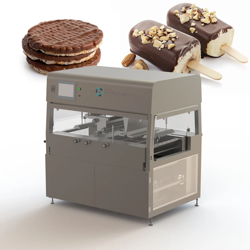 Automatic Cake & Donut Coating Chocolate Making Machine Chocolate Enrobing Equipment for Sale