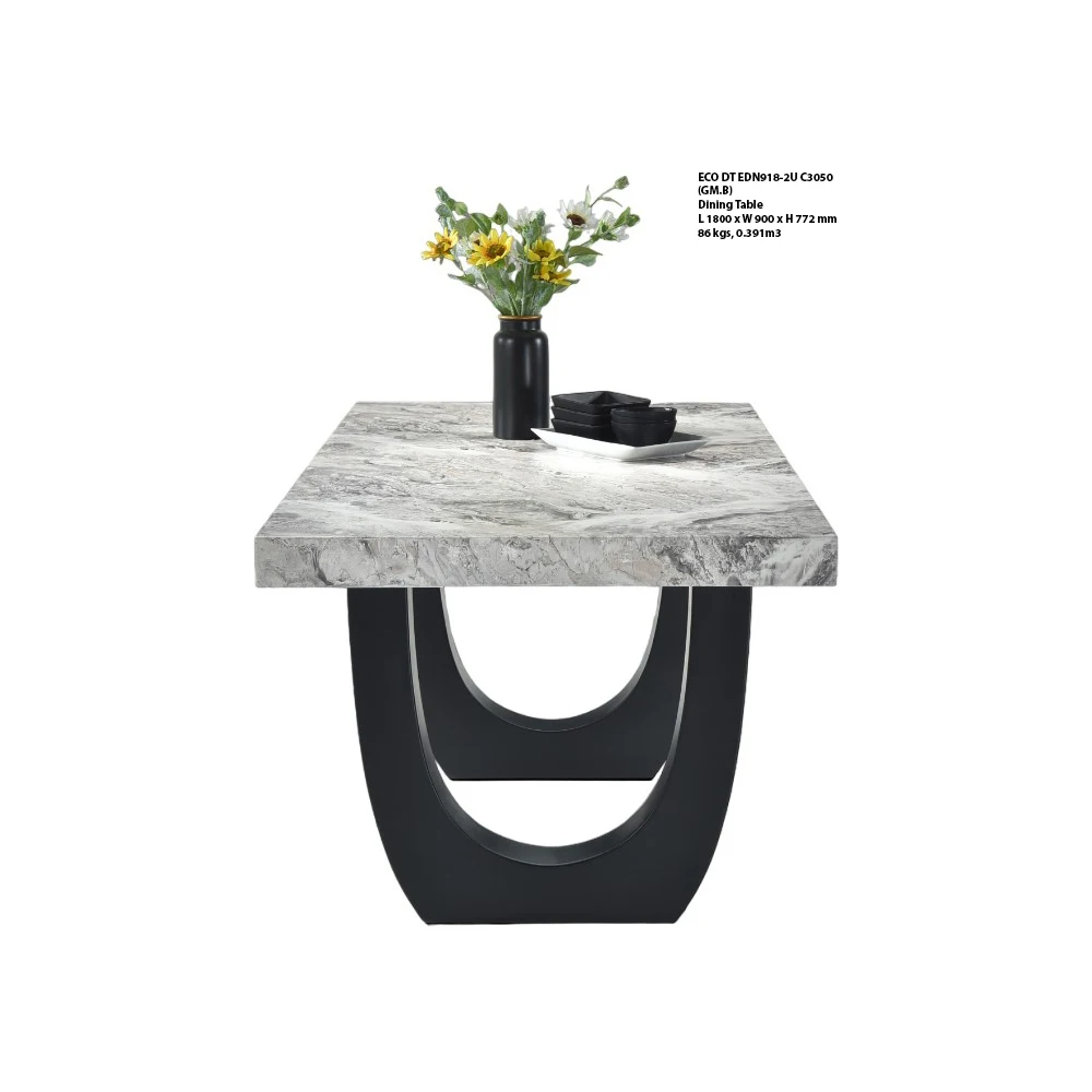 Malaysia Marble Dining Table Luxury Customized Modern ECC Material Durable Heat Stain Resistant EDN918 GMB Design Home Office
