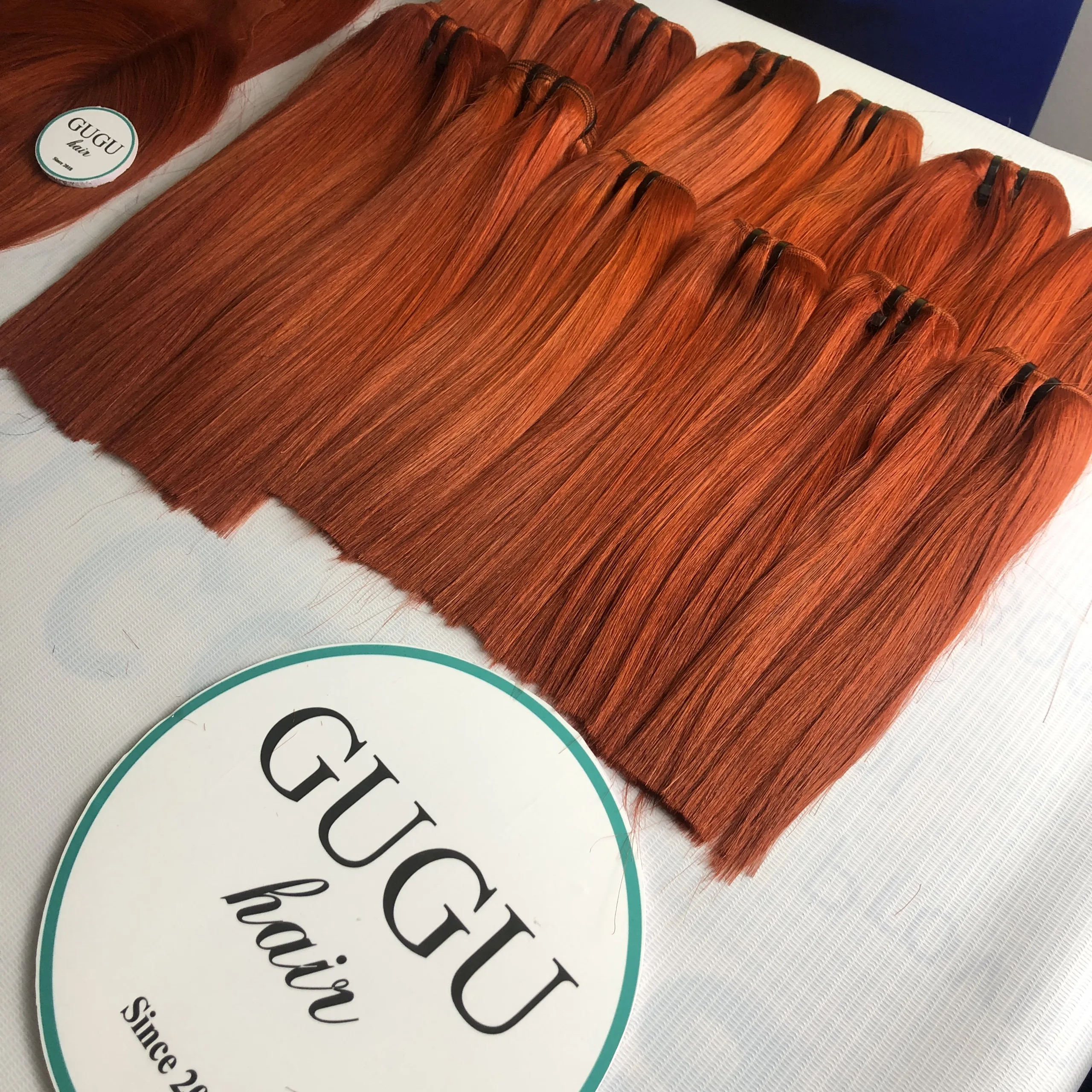 Human Hair Extensions 3 Super Double drawn Bundles Straight ginger orange color Vietnamese raw hair products for black women