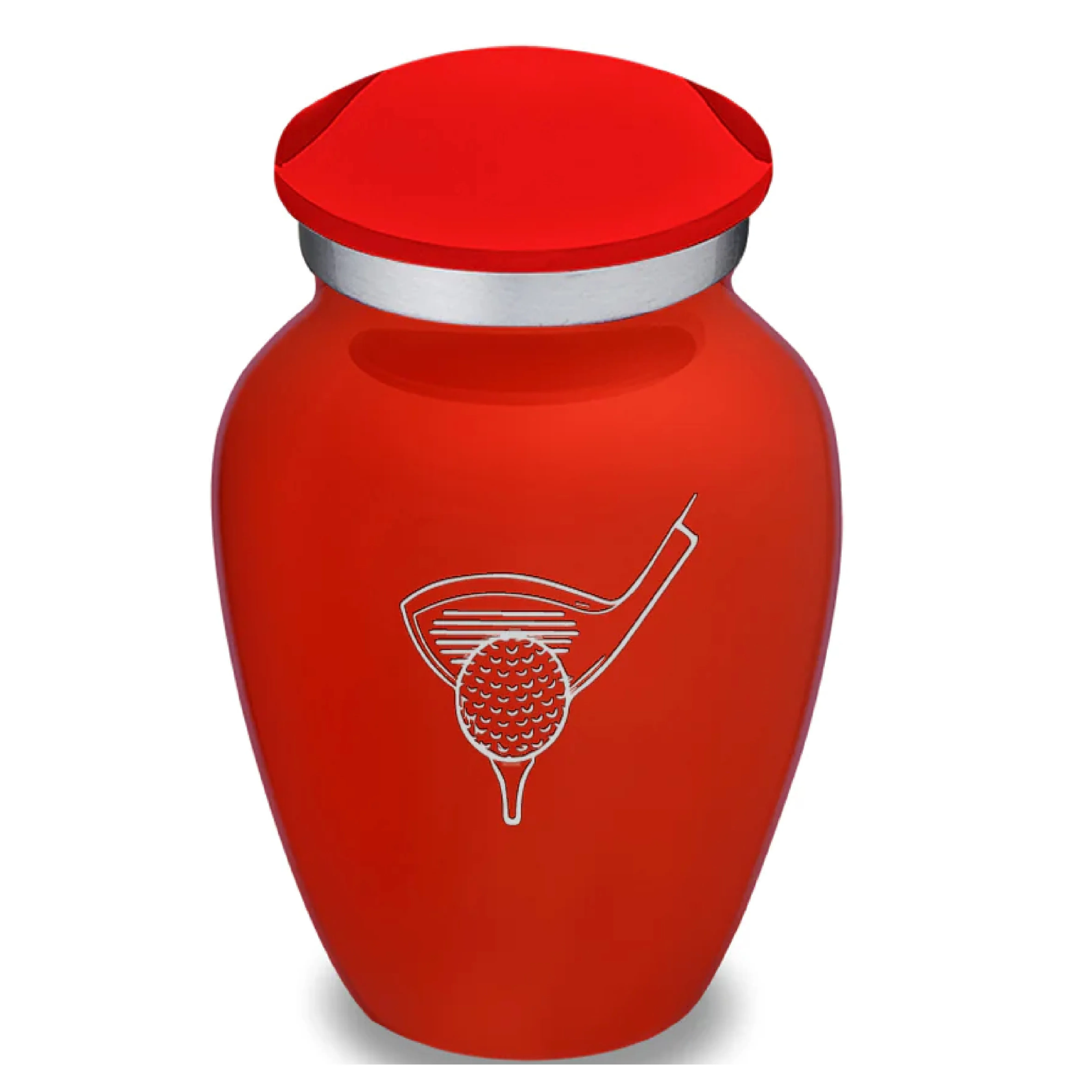 Aluminium Teal Shining Keepsake Urns With Golf Design & Silver Rim