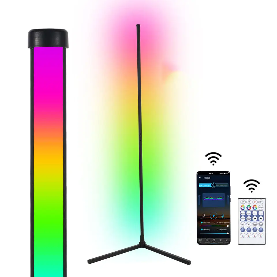 Оптовая продажа Лидер продаж светодиодная напольная лампа RGB + IC умный угловой атмосферный светильник с высоким уровнем освещенности