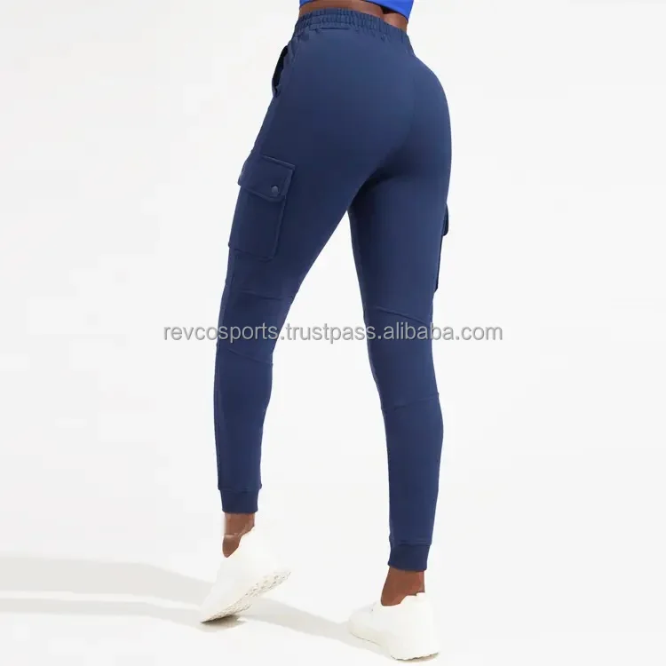 Ladies Slim fit Joggers Drawstring Waist Cargo Pocket Women Sweatpants Gym Workout Training Tight fit navy Blue color Sweat pant