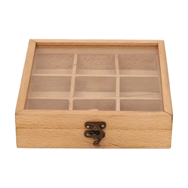 Premium Quality Natural Finished Solid Wood Spice Box Storage Container Jars With Spoon Manufacturer Indian Factory