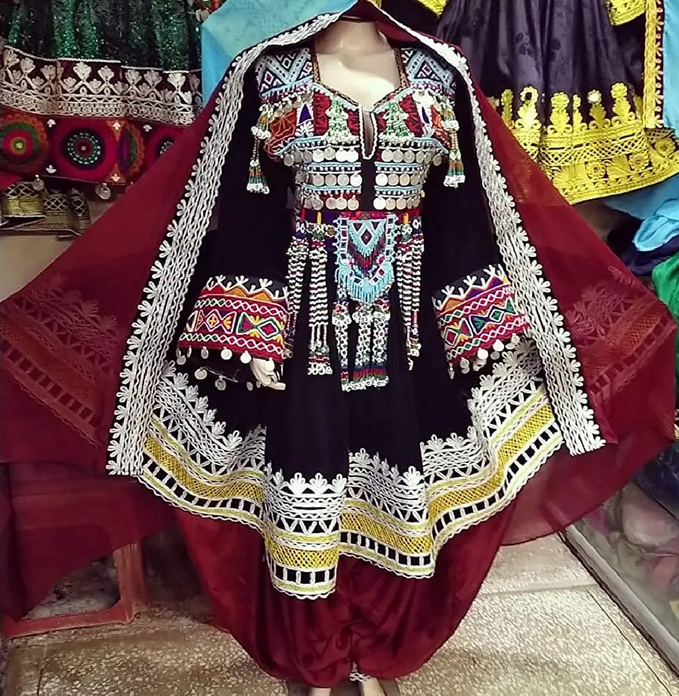 Tribal ethnic vintage kuchi dress, Afghan/Pakistani Kuchi party traditional multi color Dress Factory in Peshawar