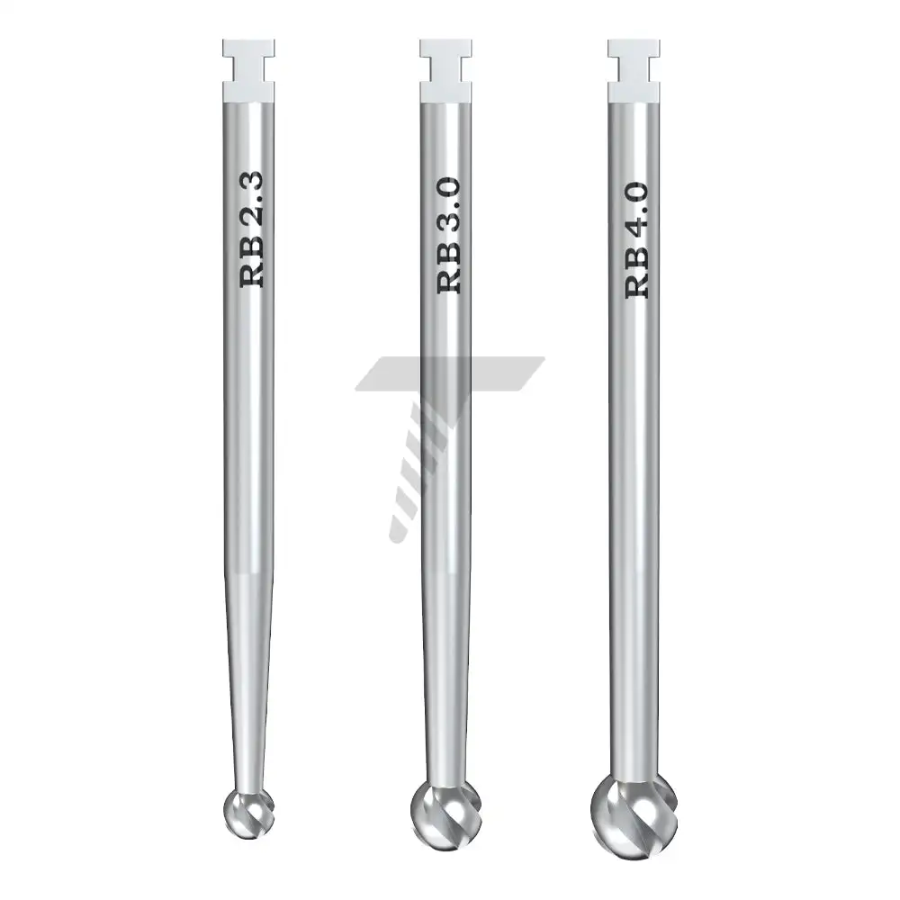 Round Ball Burs made of Stainless Steel, manufactured in Israel, Diameters: 02.3mm, 03.0mm, 04.0mm