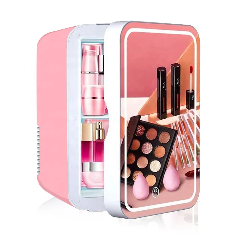8L Custom Cosmetic Mini Beauty Makeup Skincare Beauty skin care make up fridge with Mirror Glass Door