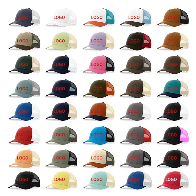 Wholesale Trucker Cap Adjustable Nylon Mesh Cap Outdoor OEM 6 Panel Baseball Caps Custom Logo Richardson 115 Trucker Hat
