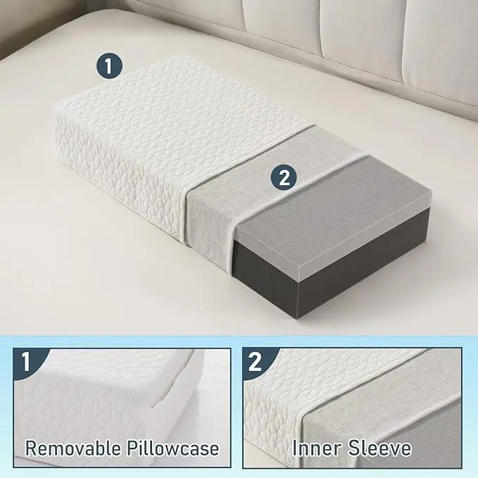 Ice Cube Cooling Memory Foam Pillow for Side Sleepers to Support Head & Neck for Pain Relief