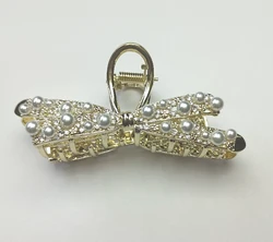 High quality pearl and stones bow shape claw clip