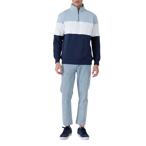 High Quality Oem Custom 100% Cotton Color Block Pullover Jumper 1/4 Quarter Half Zip Sweatshirt for Men