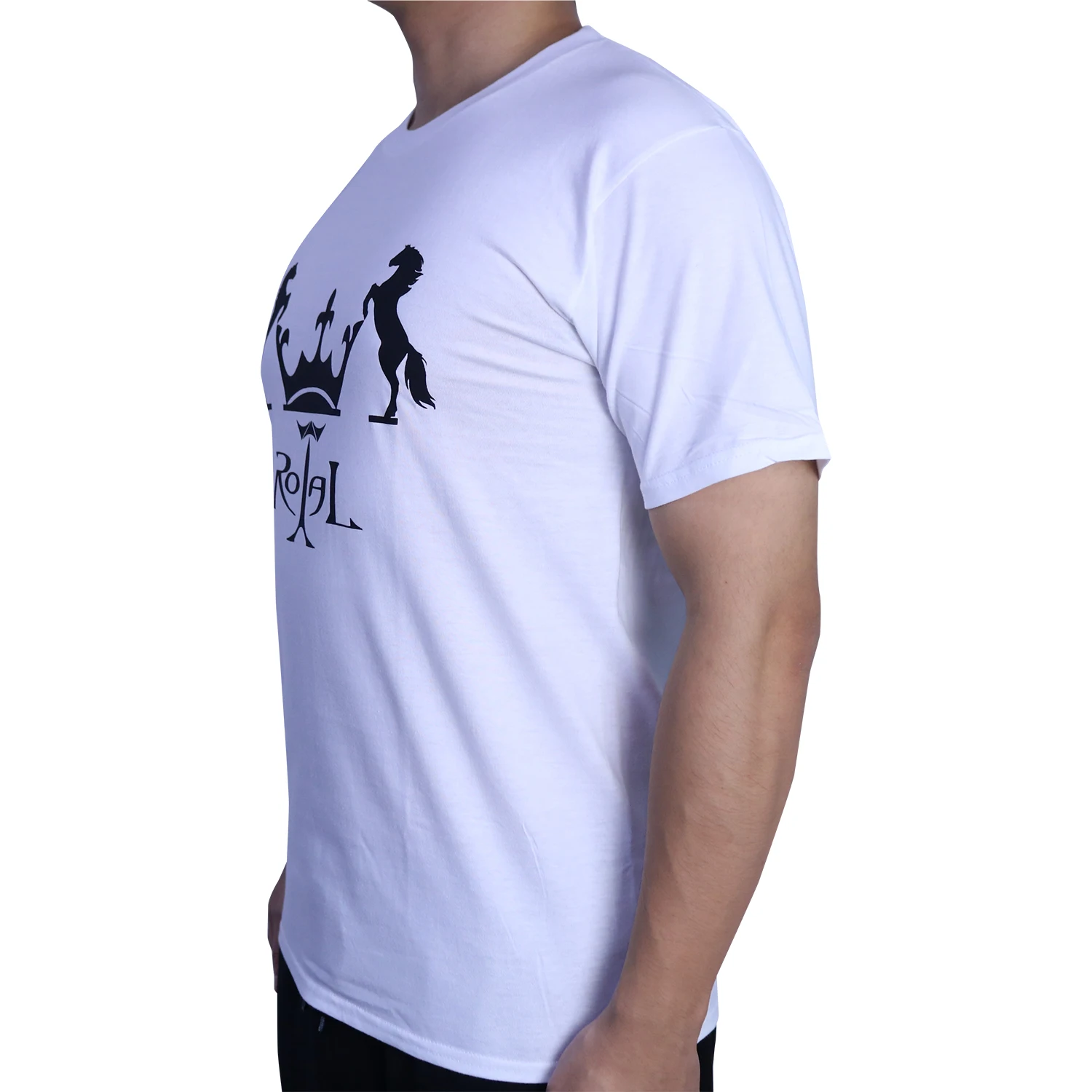 High Quality Customization Logo Design Cotton Polyester Bodybuilding Fashionable Plain Round Neck Men T Shirt