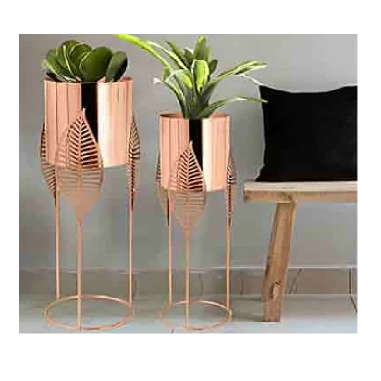 Hot Sale Copper Plated Floor Mini Planter Home Decoration Pots Customized Shape Metal Planters Manufacture & Supplier By India