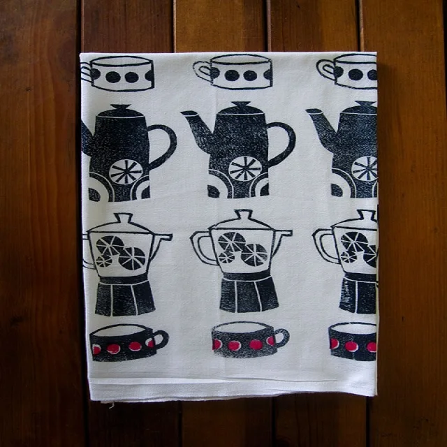 Recycled 100% cotton yarn dyed check table cloth kitchen towels napkin Flower Design Clean Towel Photo Printing Table Kitchen