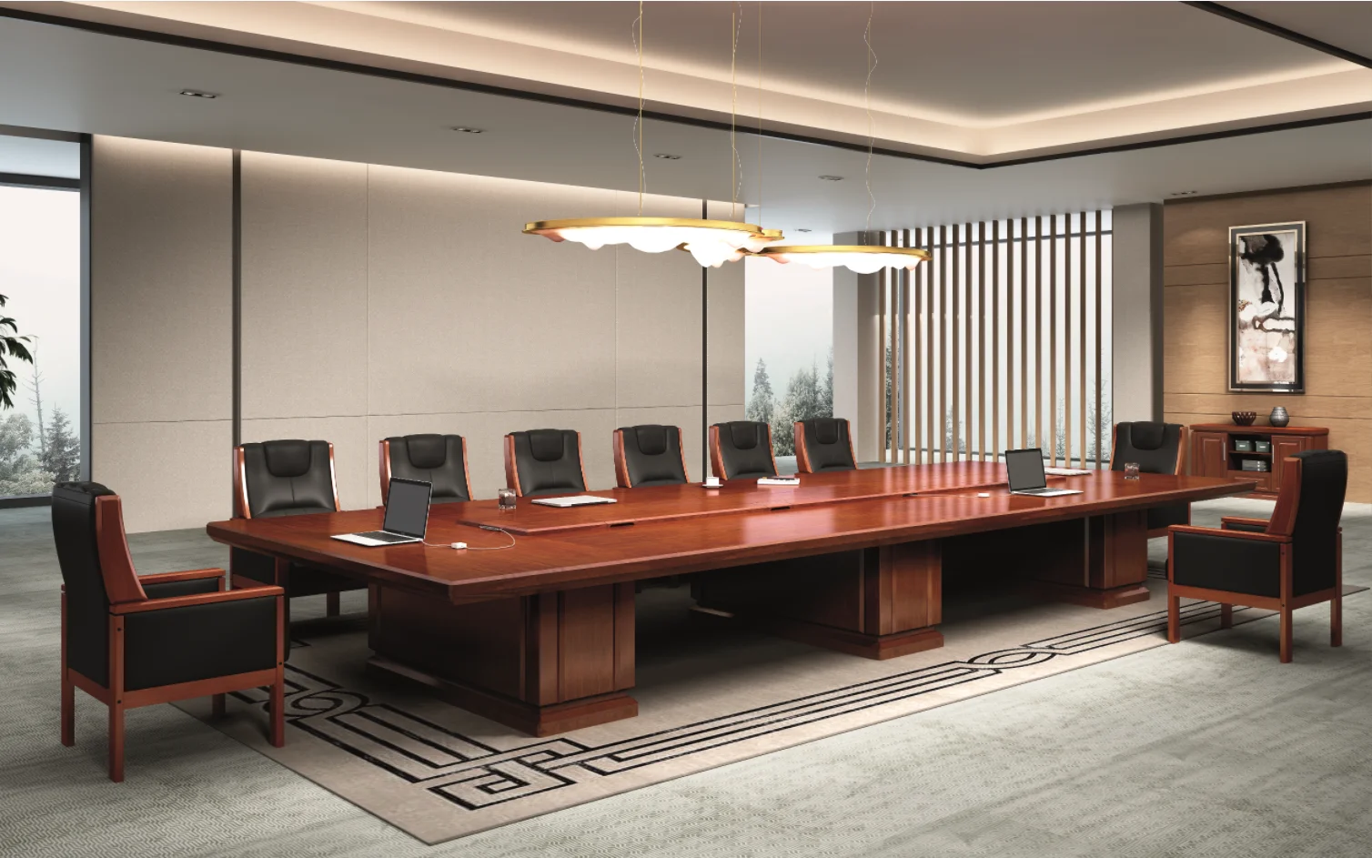 Modern MDF Panel Commercial Furniture Walnut Wood Manager Desk Design Chinese Furniture