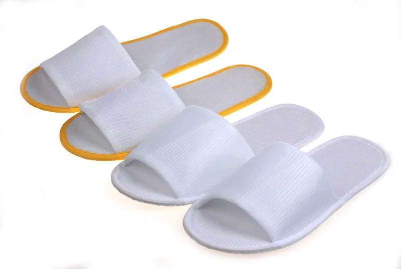 Oem Custom Wholesale Spa Guest Comfortable Sponge Slippers Four Season White Flat Slide Open Toe Hotel Disposable Slipper