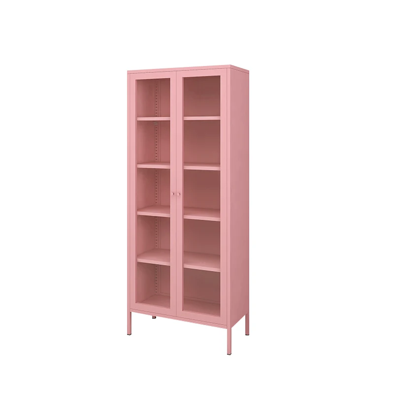 Modern Nordic Style Metal Bookcase  Home Storage Cabinet Showcase With Bracket Feet