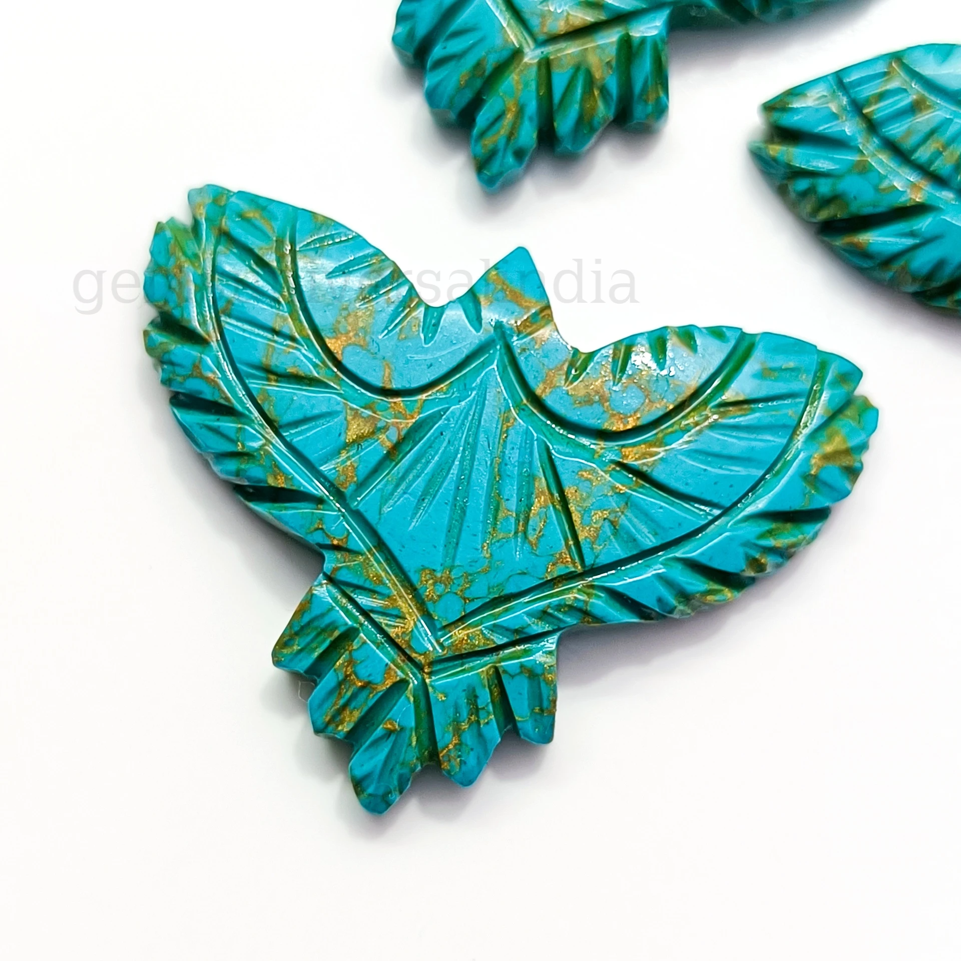 Copper Turquoise Eagle Carved Gemstone, AAA Copper Turquoise Eagle Shape Gemstone, Loose Stone Carving for Pendant Making, 40mm