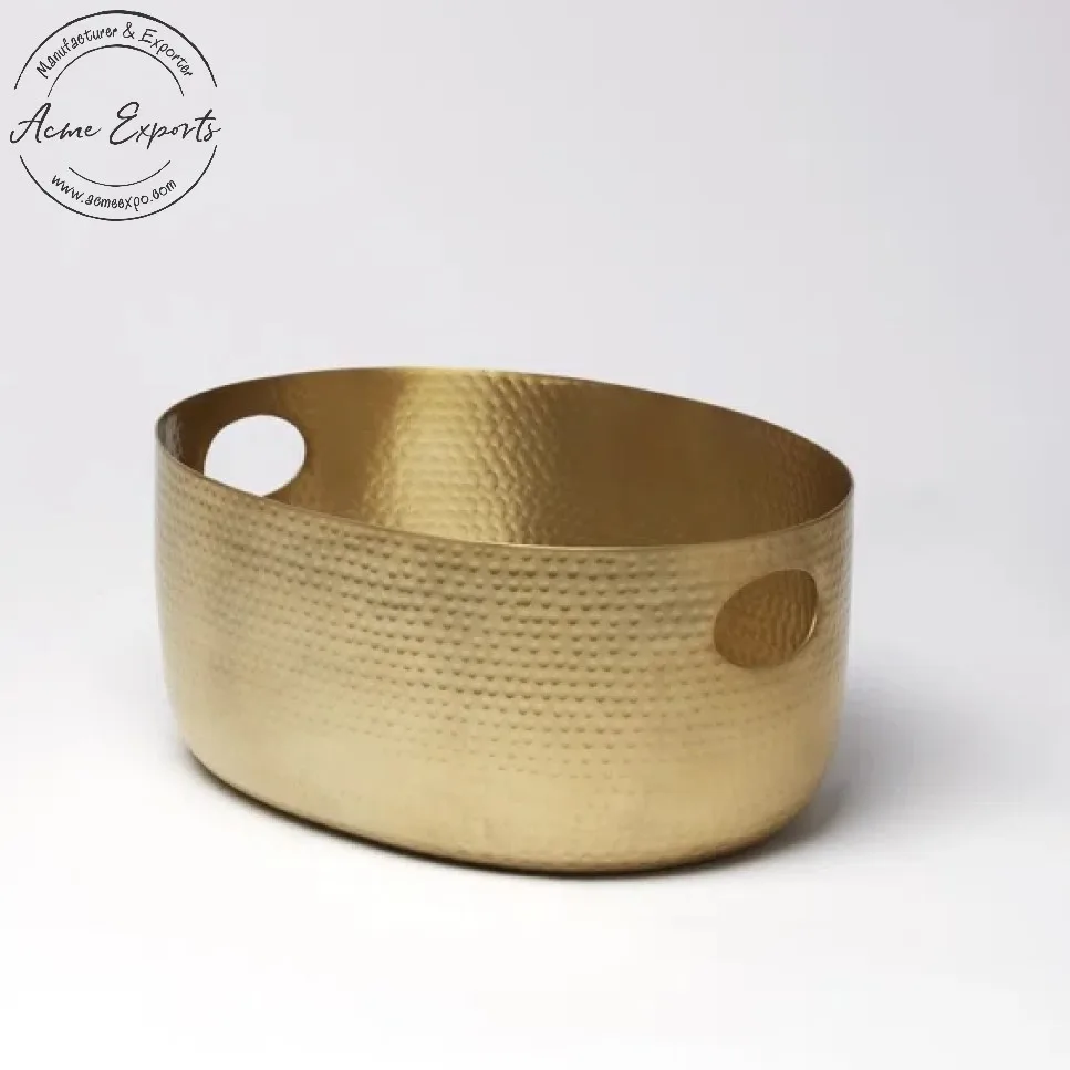 Best Price Craftsman Black Aluminum Large Oval Beverage Tub with Hammered Finished for Champagne Beer Wine Storage Bar Hotel