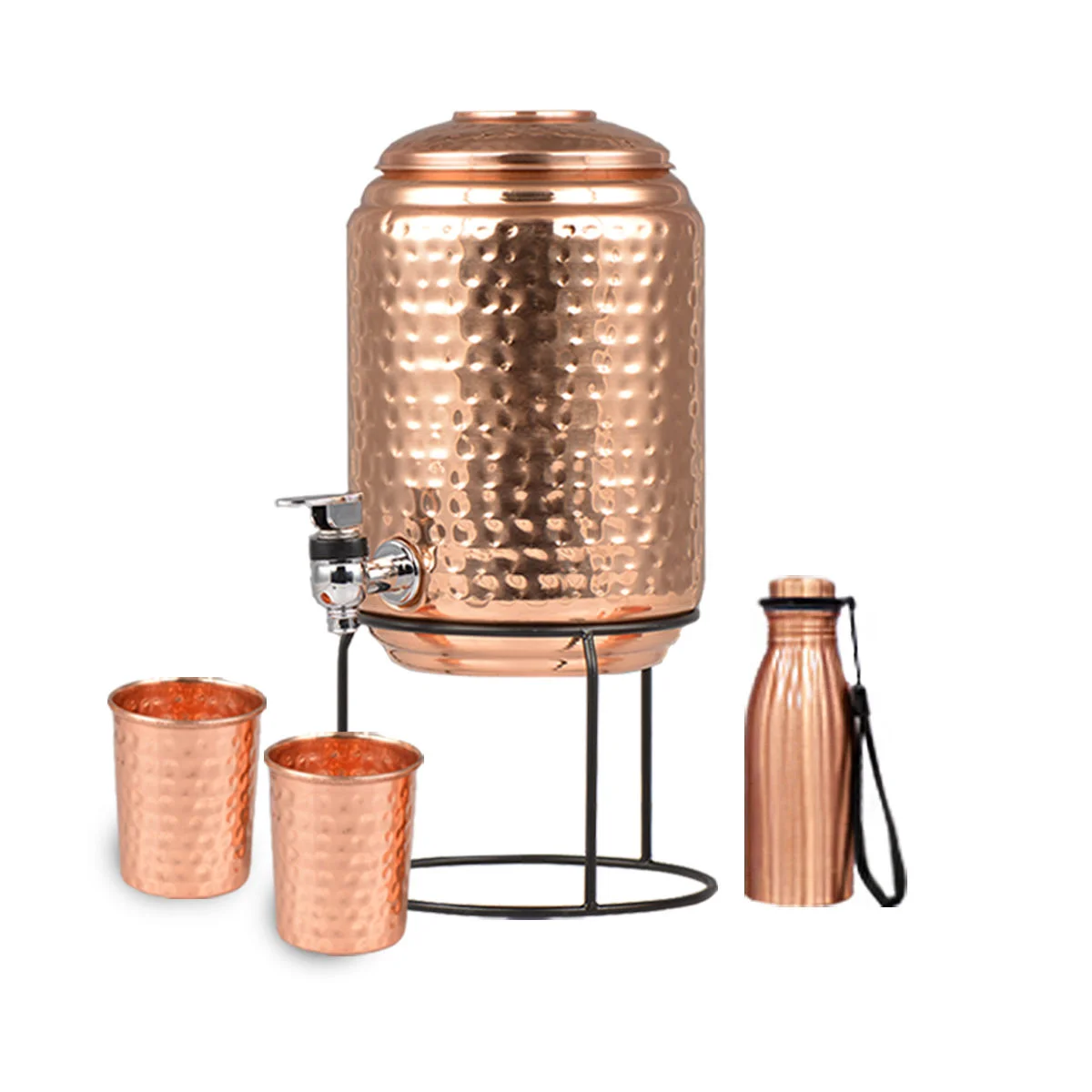 Pure Copper Water Dispenser with two Copper Water Glass At Wholesale and Direct From the Indian Manufacturer at Cheap Price