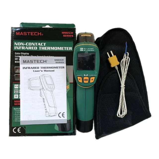 MASTECH MS6531C 12:1 Handheld Digital LCD IR Thermometer Laser Industrial Temperature Tester Pyrometer Range -40~800 Celsius