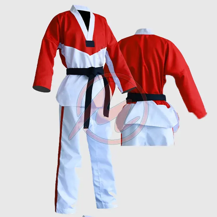 High Quality 100% Cotton Unisex Adult Taekwondo Uniform Set Custom Logo Martial Arts Wear for Karate Training