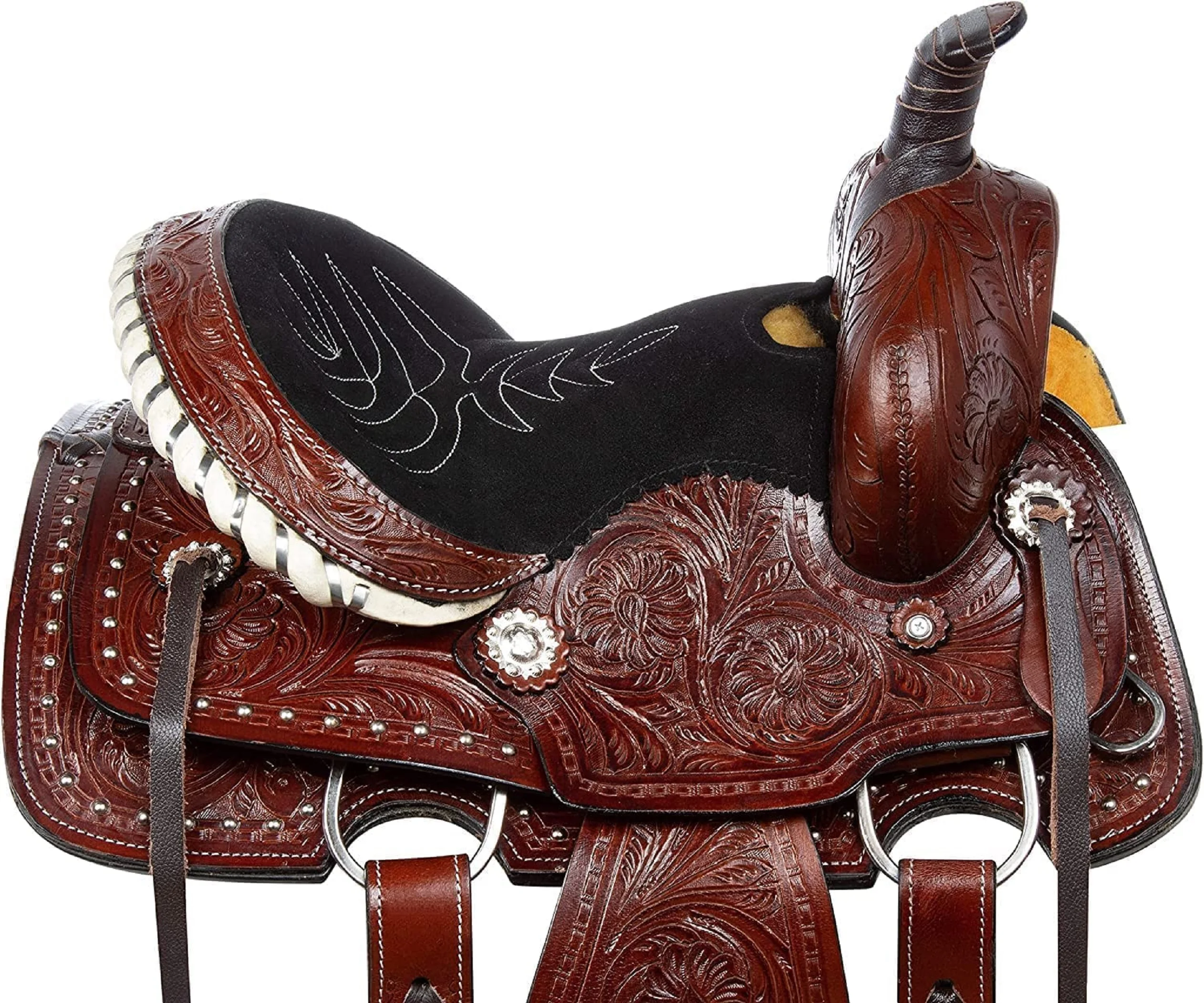 Premium Quality Western leather Horse Saddle With Matching Horse Tack Set Genuine Leather Barrel Saddle English Racing Saddle