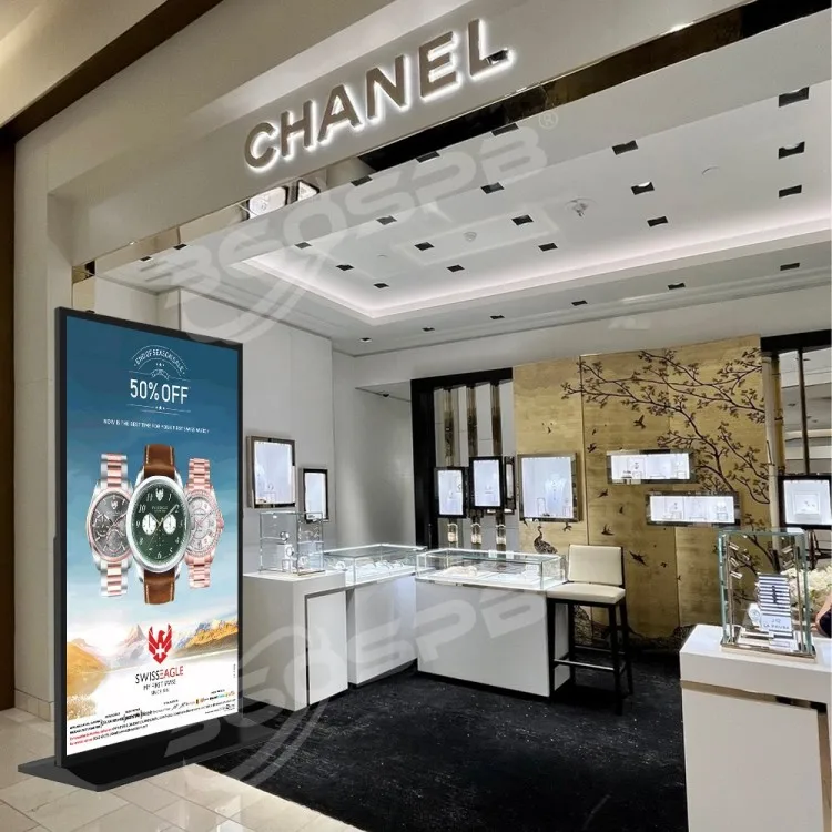 360SPB IFS98B 98 inch Full Screen Floor Standing Digital Signage And Display Window Android Hd Lcd Screen