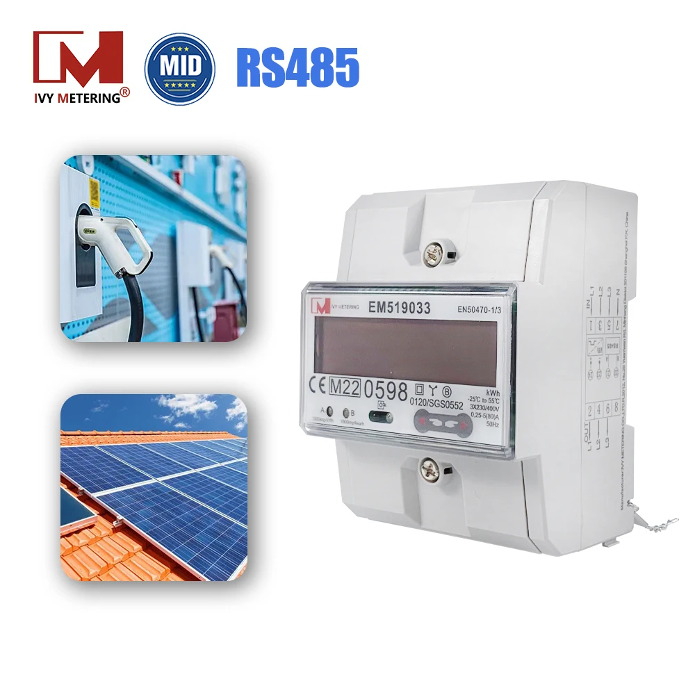 Three Phase Multi Function Smart Energy Meters Solar PV kwh meter