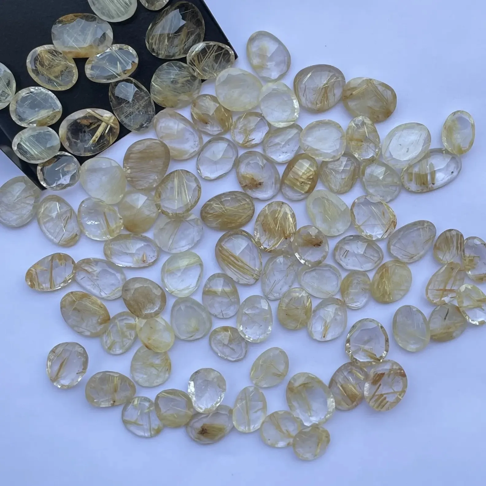 Free Size Natural Golden Rutile Stone AAA Rose Cut Polki Slice for Setting Jewelry Making Rings Necklace Pendant Buy Online Shop