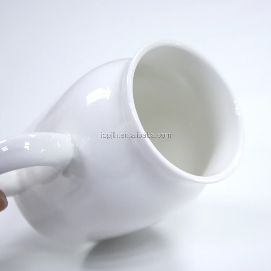Topjlh Sublimation custom logo good quality white ceramic milk cup for Christmas ceramic tea cup with handle Wholesale