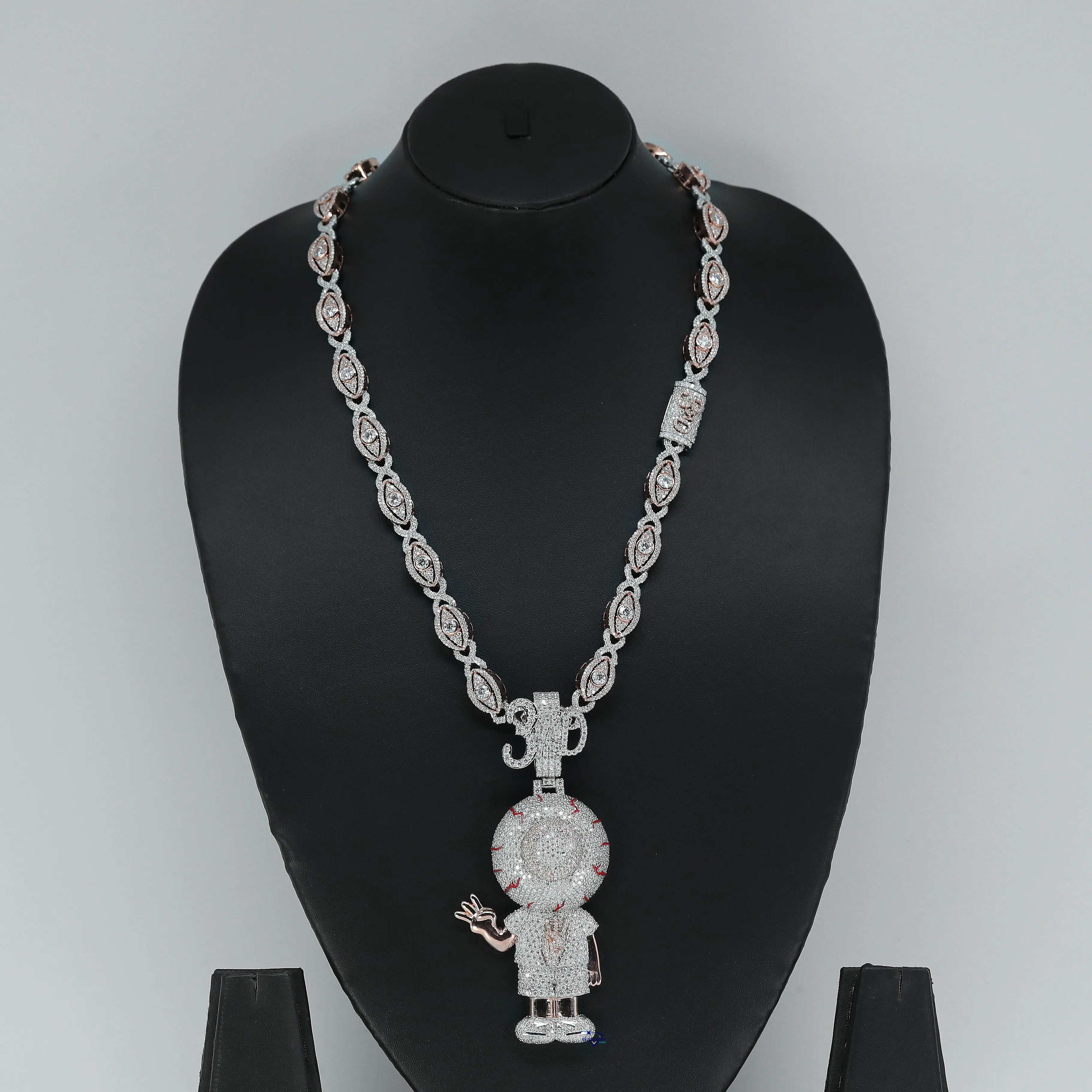 Presenting a luxurious diamond chain with pendant featuring 14kt white and rose gold lab grown diamonds unique