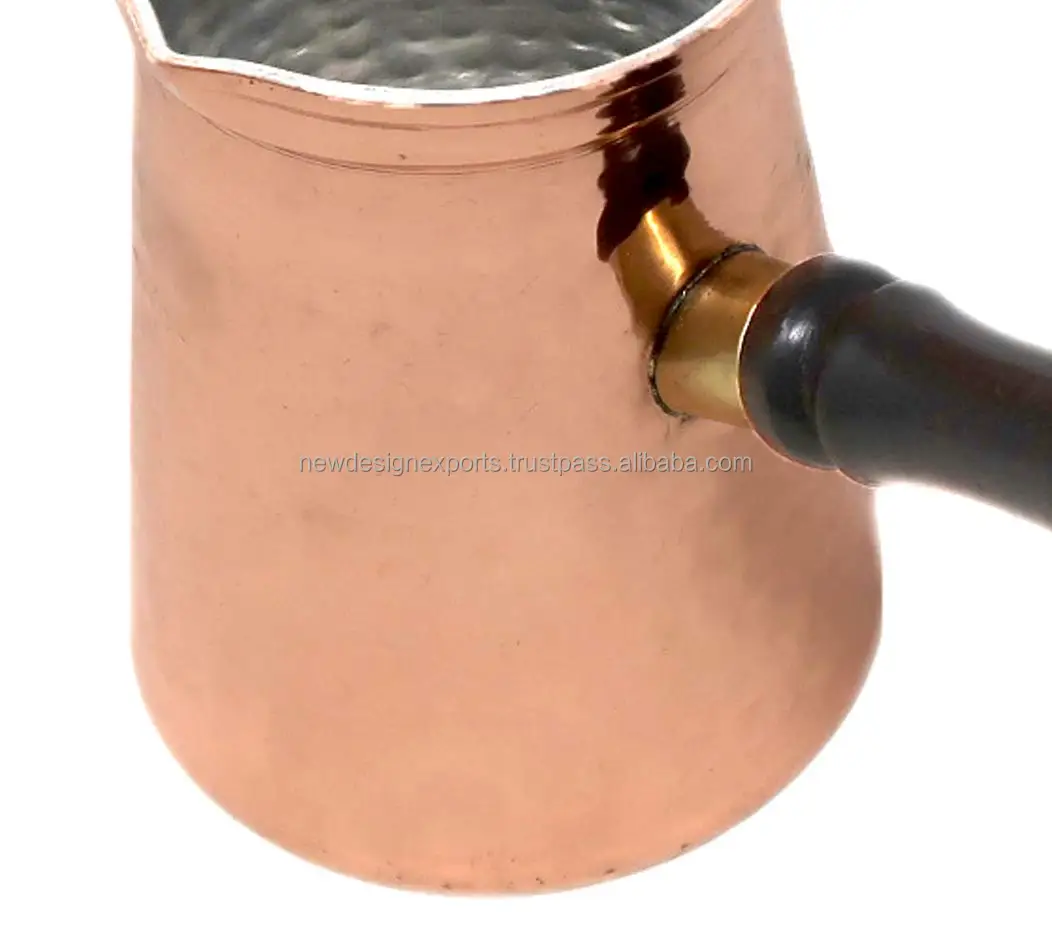 Copper Mug Long Handle Turkish Pot for Warming Water Coffee Tea, 300 ml
