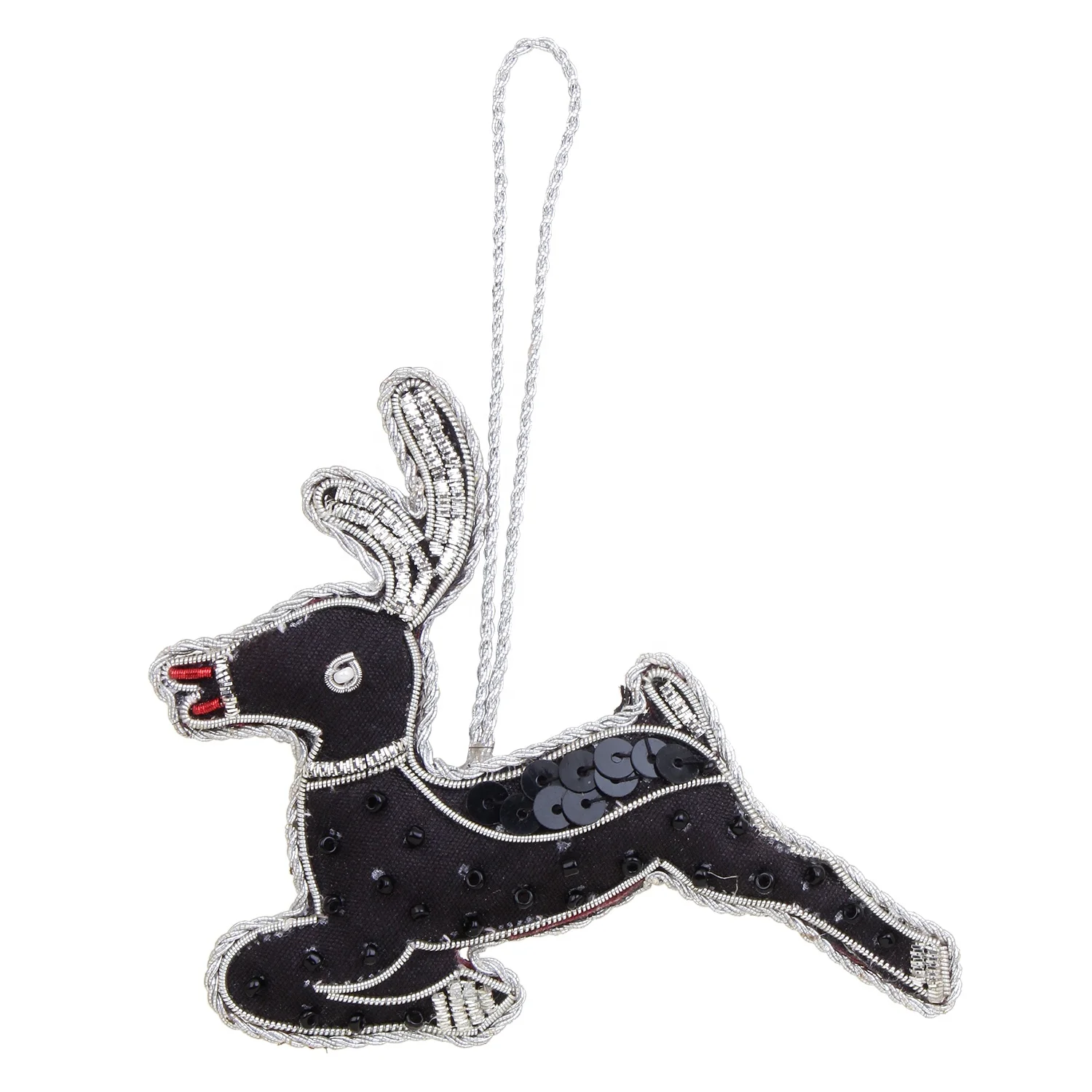 Handmade Handcrafted Embroidered Beaded Velvet satin Christmas Decorations Cross Santa  Socks   Black Horse Elephant  Customized