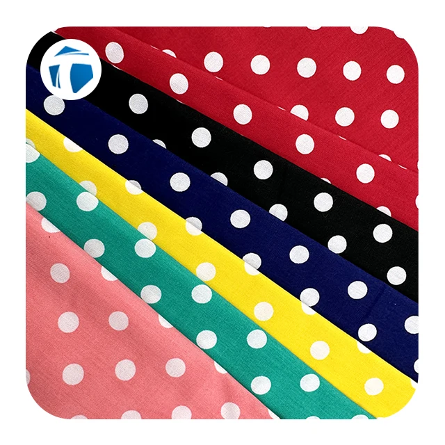 Fashionable wear-resistant dot printing TC Twill polyester/cotton fabric 90/10 45*45 96*72 90gsm TC fabric