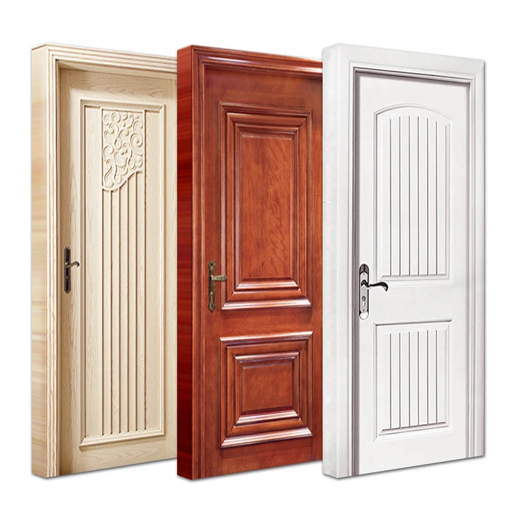 Modern indoor room wood panel doors classic design interior bedroom mahogany solid wooden door with frames