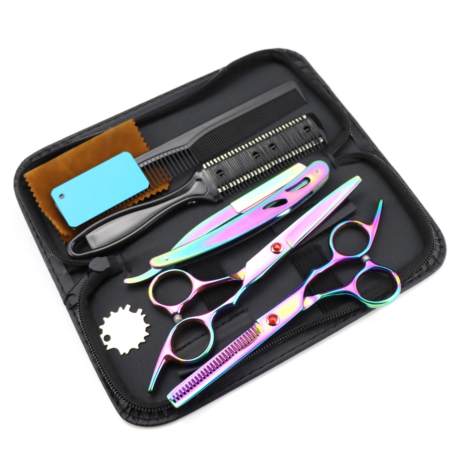 Shaving Kits Easy and Simple to Use 5.5 inch Colorful Sharp Blades Professional Barber Scissors Kit