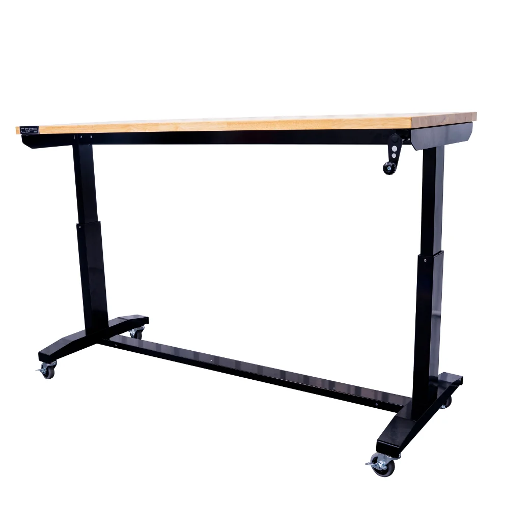 Topwood Height Adjustable 117cm Workbench Noiseless Sit Stand Table for Office & Mechanic Garage Industry Workshop Desk Lifting