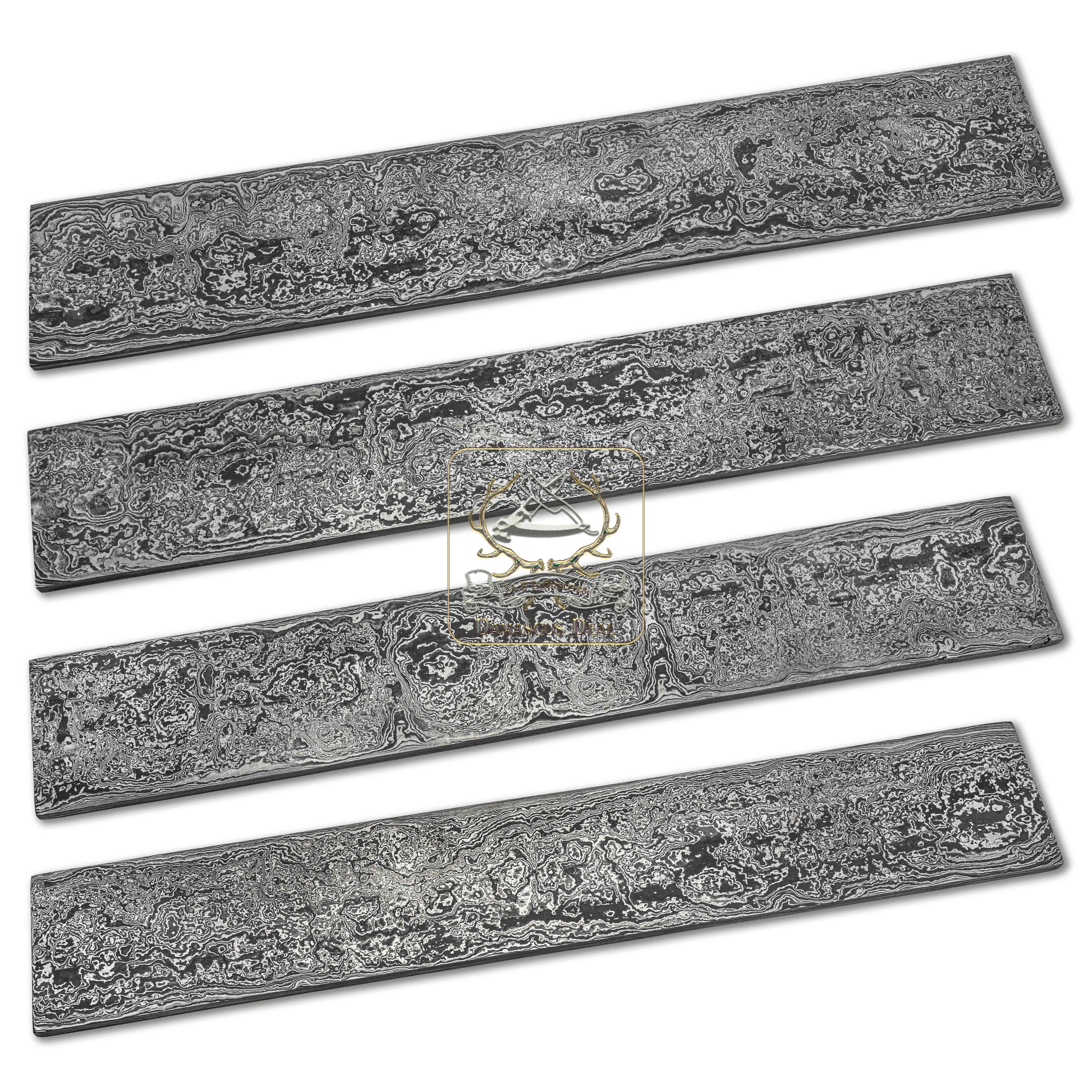 Damascus Steel Billet Random Pattern DD-Random-520 for Knife Making Hand Forged Carbon Steel Hardness 58-62 HRC Billet