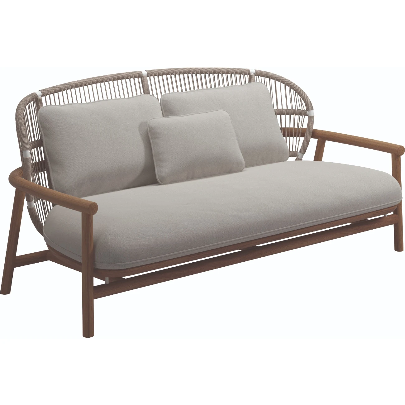 Teak Wood Rattan Outdoor Patio 2 Seater Sofa Garden Furniture -Rocaile