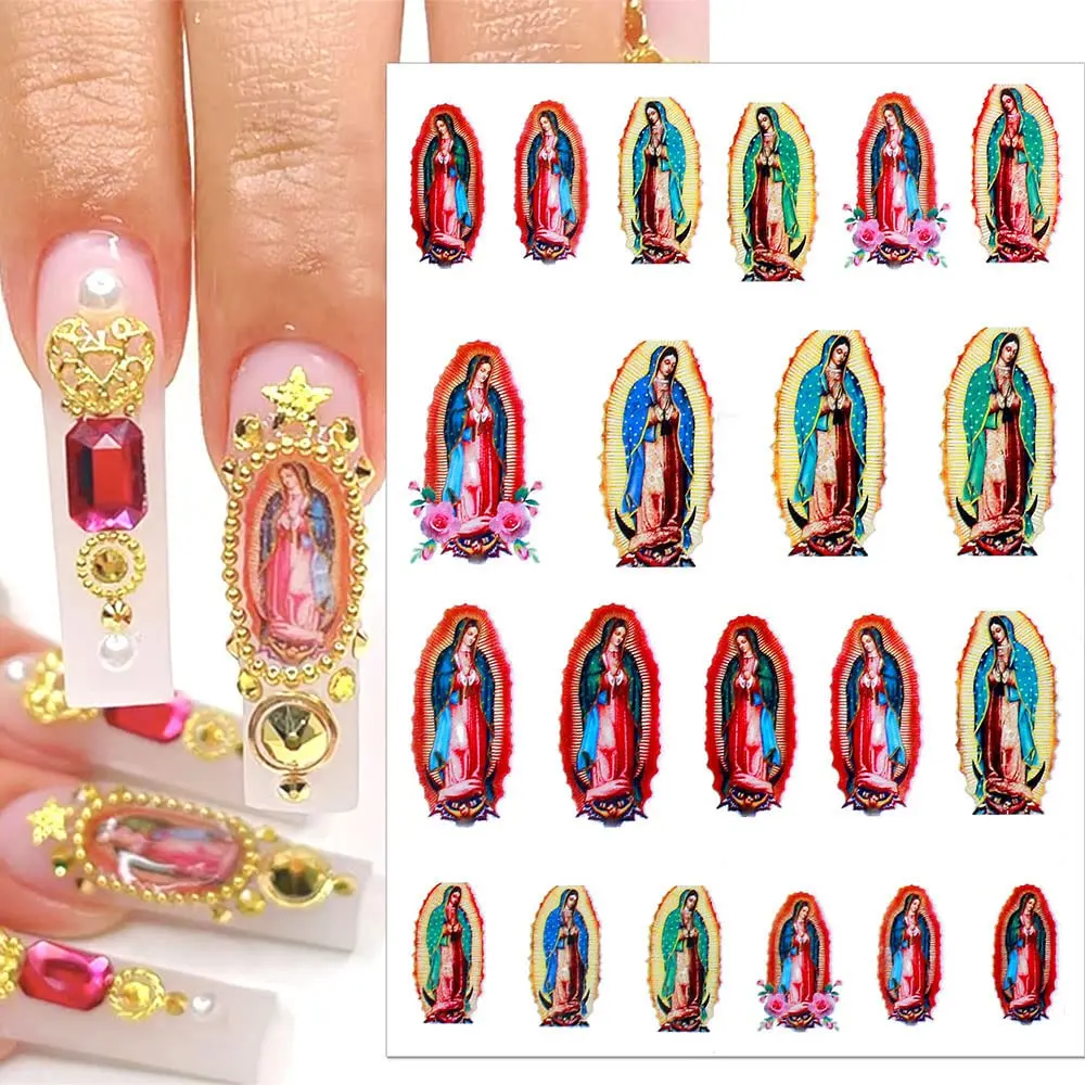 2023 Virgin Mary Nail Stickers San Judas Decals Religious Nail Art Stickers Designer Brands Nails Supplies