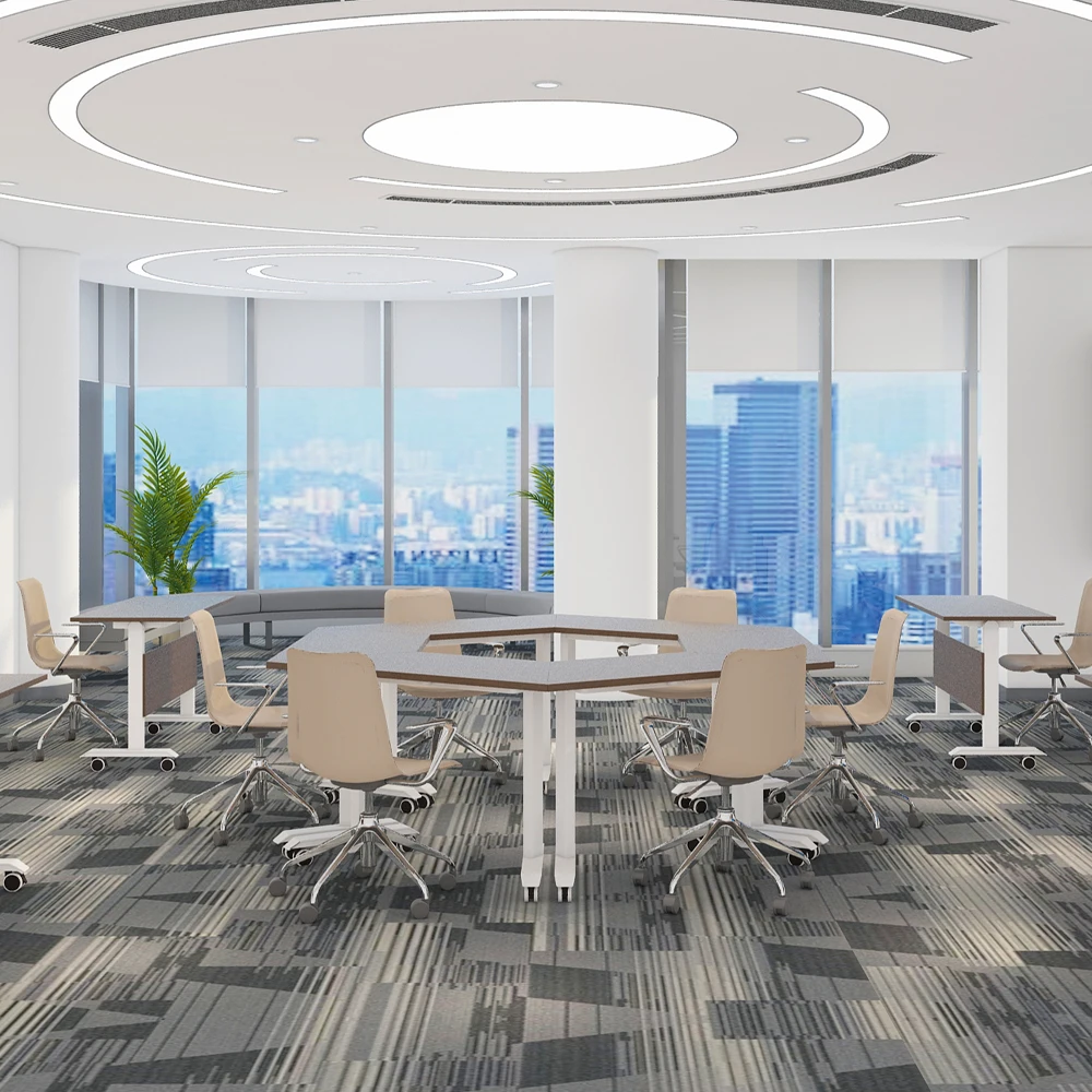 Foldable Office Desk Training Table Meeting Table with Flip Top Design Stacking Configuration