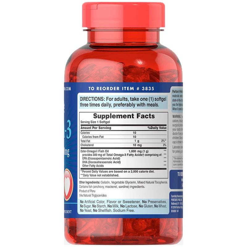 Wholesale Puritans Pride Triple Strength Omega-3 Fish Oil 1000 mg (300 Mg Active Omega-3), 250 Count Antioxidant USA Distributor