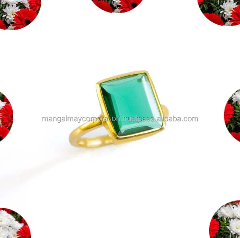 Latest Arrival Pink Hydro Quartz Octagon Faceted Gemstone Ring 15 mm In Size 925 Silver Gold Plated Bezel Set Ring Gift For Boy