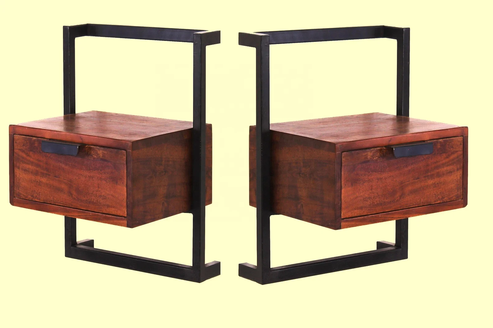 Wall Hanging Storage One Drawer Cabinet made from Best Iron Frame and Solid Mango Wood for Living Room and Bedroom Decoration