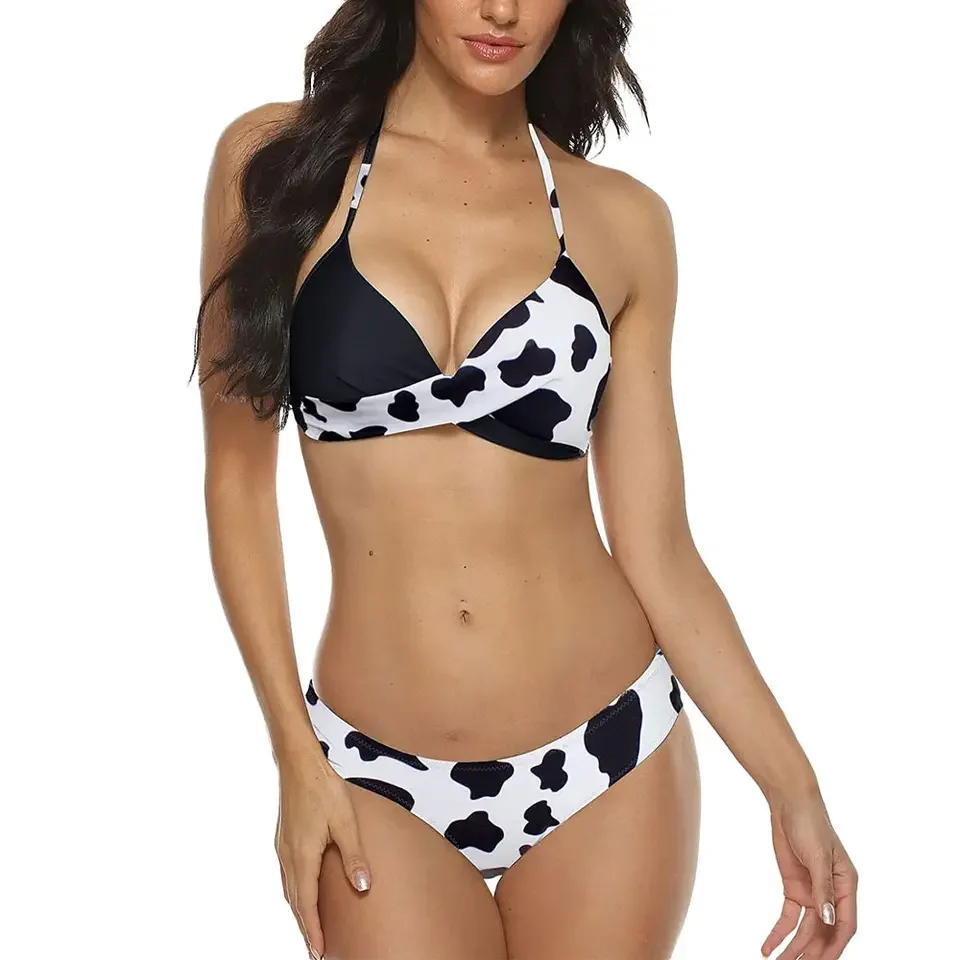 Women Spot Triangle Light Women Bikini Set Off the Shoulder Bra Top with Bikinis Sets