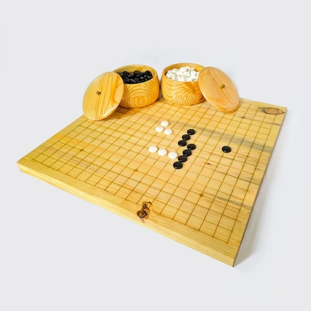 Natural pine Wood Go Game  2-Player Classic Chinese Strategy Board with rock  Natural Board Go ban wooden customizable size game